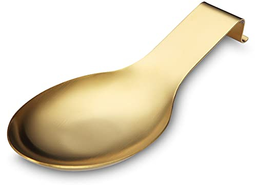 Repose Cuillère En Or Mat, Porte Cuillère En Acier Inoxydable Pour Cuisinière, Porte Stensiles De Cuisine Pour Louches, Pinces, Spatule, Porte-cuillère Pour Cuisinière (1PC-9,5 Pouces)