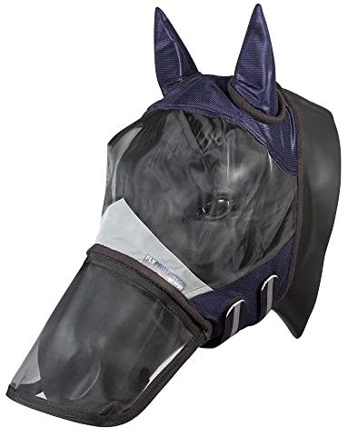 Pfiff 102947 Fly Protection Fliegenmaske mit UV-Schutz, Nasenschutz Blau, Cob