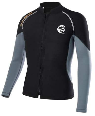 Veste de plongée pour homme et femme, en néoprène de 2 mm avec fermeture éclair sur le devant, manches longues, pour le surf, la natation, la plongée, pour le surf (XL, pour homme)