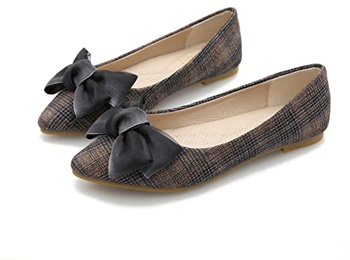 MACHSWON Women's Ballet Shoes Memory Foam Cushion Ballet Flat Black Bow Slip-On Comfy Ladies Casual Wear Pointed Toe Ballerina Pumps(Black, Size 5.5)