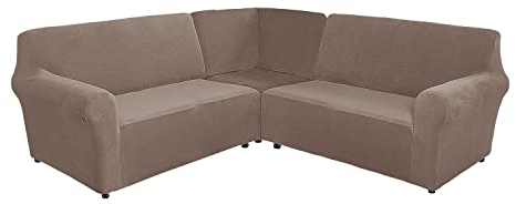 Sofabezug L Form Stretch Sofabezug aus Samt für 5 Sitzer Ecksofa, Anti Rutsch Sofa Überzug L Form Dicker weicher waschbarer Möbelschutz