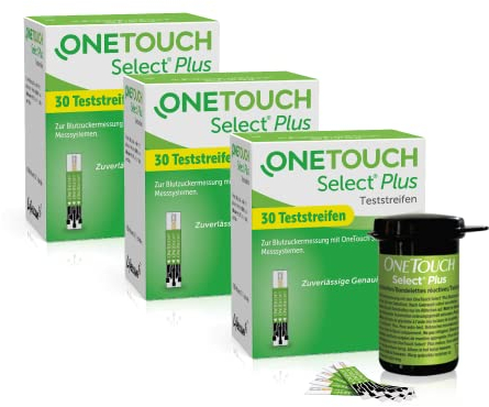 OneTouch Select® Plus – Vorteils-Paket I 90 Blutzucker-Teststreifen I kompatibel mit dem OneTouch Select® Plus Blutzuckermessgerät