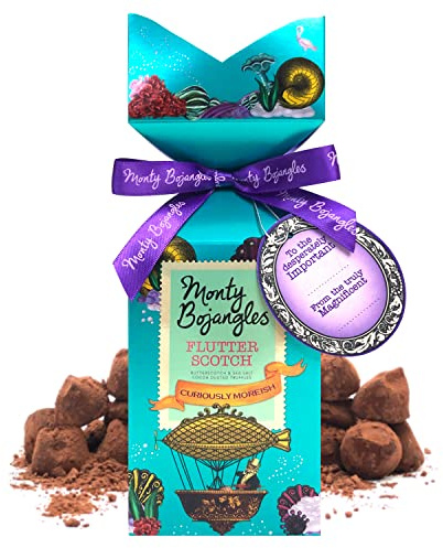Monty Bojangles Flutter Scotch (150 g) Luxuriöse, mit Kakao bestreute Trüffel - Individuell gestaltete Geschenkpackung mit eleganter Schleife und persönlicher Grußkarte - Perfektes Schokoladengeschenk