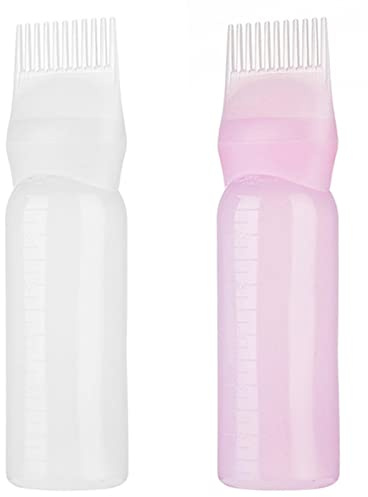 Lot de 2 flacons de teinture capillaire, applicateur peigne à racines, peigne de teinture capillaire, applicateur, brosse de teinture, outils de base, bouteille de shampoing, huile peigne