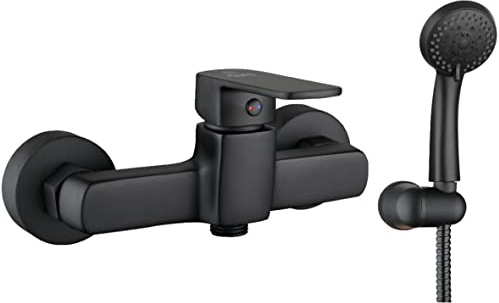 DURO Badewannenarmatur mit Handbrause – Elegante Duschkopf Schwarz Matt – Mischbatterie Badewanne mit Brause, Wassersparend, Durchflussklasse S, Geräuschklasse II