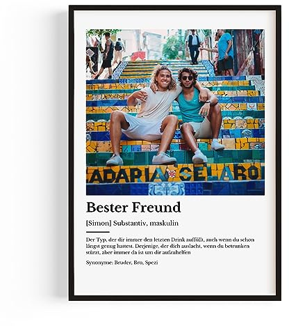 GiveSmiles Personalisiertes Geschenk für Beste Freund – Definition | mit eigenem Bild – Perfekt als Geburtstagsgeschenk – Einzigartiges Präsent für den Beste Freund – Jahrestag Geschenk für Ihn