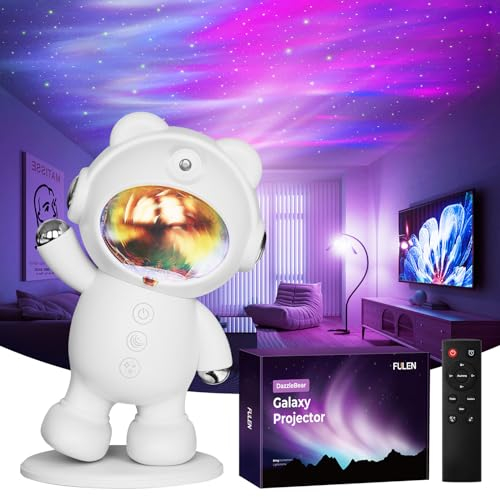 FULEN Galaxy Projector Bedroom Decor,Star Night Light,Sensory Lights Ceiling Projector, LED Lights for Teens Room Decor,White