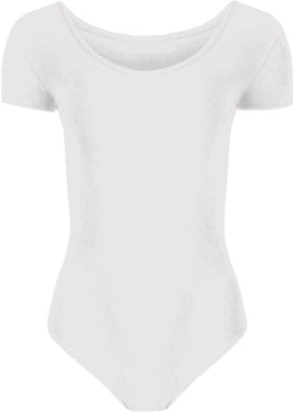 Hamishkane Girls Short Sleeve Bodysuit Dance Ballet Leotard Kids Plain Stretchy Microfibre Leotards Top