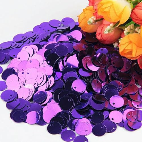 QIUMING Paillette Sequin 10mm 15mm 20mm 25mm Large Flat Round Edge Hole Loose Sequins for Carfs Kids Dance DIY Decoration Lentejuela 20g