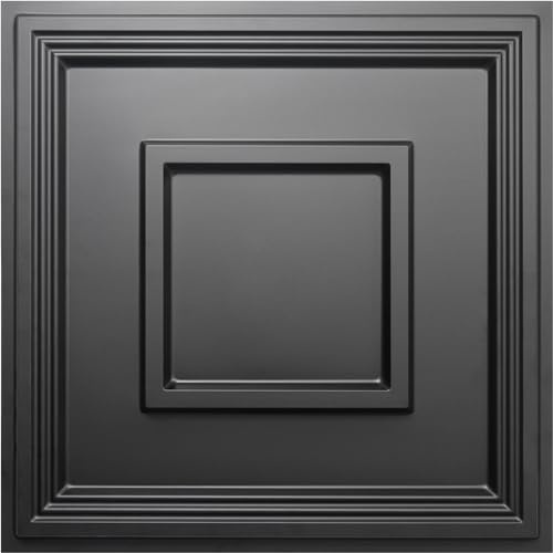 STICKGOO Black Drop Ceiling Tile 2ft x 2ft, Ceiling Panel High-Grade PVC Coverings 24 x 24in - 12 Pack Cover 48 Sq. Ft