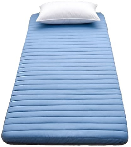 DECORN Floor Mattress Single Thickened 5cm, Soft Futon Mattress Tatami Mat Portable Roll Up Mattress Folding Sleeping Bed Pad for Home Camping Couch (blue, 80x190cm)