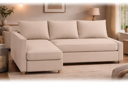 HomeTown Market Housse de canapé Uniquement. Housse de canapé Friheten résistante, Housse de lit d'angle Compatible for IKEA Friheten. (Polyester Beige Droit Plus Long)