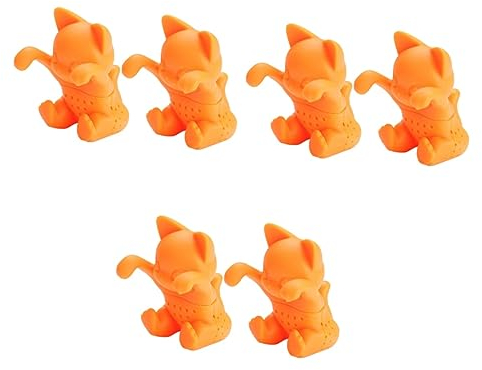 Garneck 6pcs Cute Cat Tea Infuser Silicone Loose Leaf Tea Strainer Diffuser Kitchen Tool for Home Office