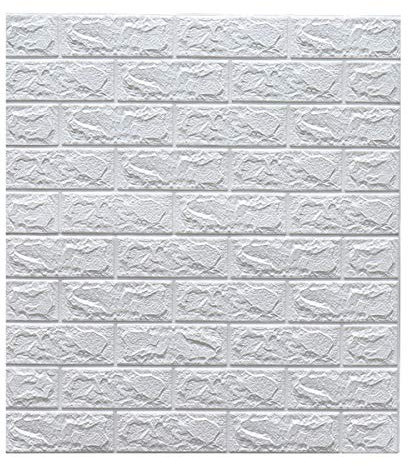 Papier Peint Autocollant Mural en Brique,Panneaux muraux Auto-adhésifs,Mousse PE 3D imperméable,20 pièces,Blanc épaissi