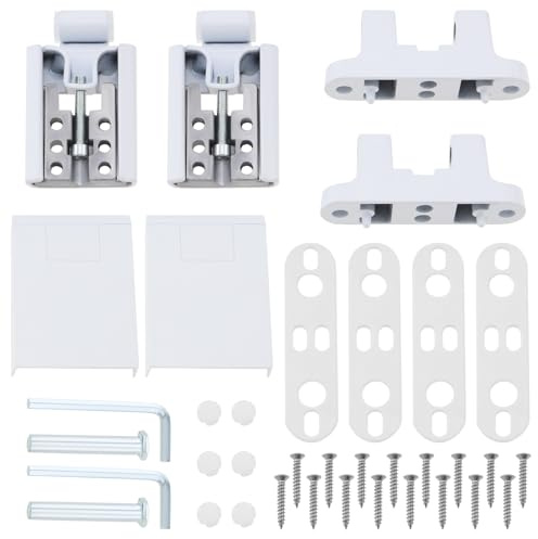 EMSea Lot de 2 charnières de porte en PVC robuste pour portes françaises gauche et droite, blanc