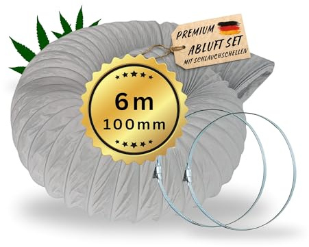 TronicXL Grow Abluft Set Schlauch + Schellen 100mm 6m für Grower Growbox Growzelt Box Zelt Grower Zubehör für Homebox Secret Jardin Kingpower Spiderfarmer Luftschlauch Belüftung AKF Lüfter