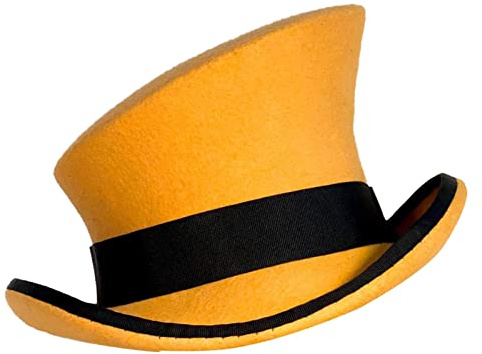 Asymmetrischer Zylinder Wollhut Damen Herren Unisex Hut Steam Punk Hut Zylinder Mode Band Dekorativer Hut Babyhaube sommer (Yellow, One Size)