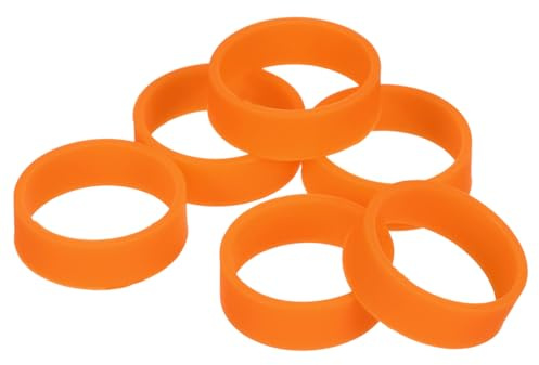 sourcing map 10Pcs Silicone Rubber Bands, 20x7mm Rubber Bands Rings Cable Ties Strong Elastic Bands Non-Slip for Cord Wrapping Bag Wraps, Orange
