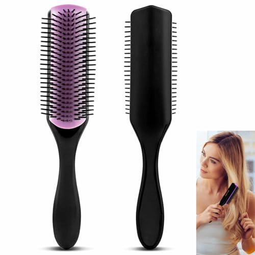 IMAXWAVE Cepillo para Pelo Rizado de 9 Hileras, Peine Curly de 9 Filas, Cepillo Desenredante Profesional, Peine Definidor de Rizos, Cepillo Antifrizz Ligero y Compacto para Cabello Curly - Morado