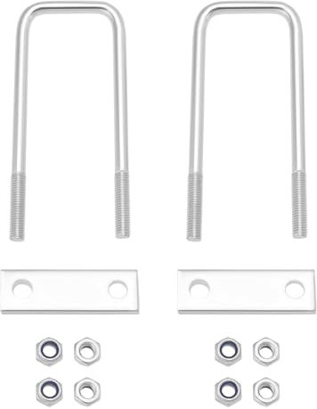 Create idea 2 juegos de pernos en U cuadrados de hierro galvanizado con tuercas M10 placa de marco para coches, remolques, tuberías, fontanería, aplicaciones industriales