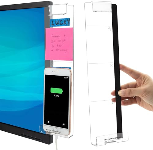 Ruzister 2 piezas de escritorio de oficina, monitor, tablón de notas, tablón de mensajes de ordenador, material de oficina para mujer/hombre, soporte para notas adhesivas para computadora con soporte