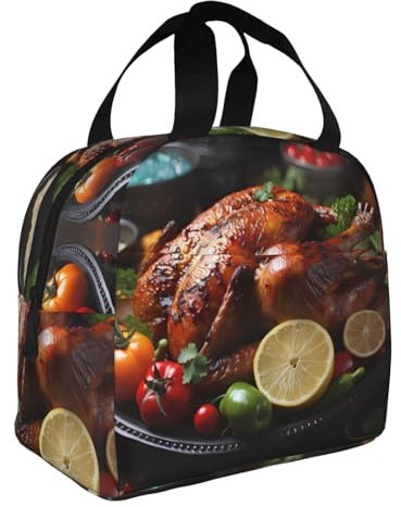 WZYWHJ Stuzzicante Arrosto Turchia Qualità Immagine Borsa Pranzo Portatile Isolato Portatile Borse Pranzo Borse Borse Rugged