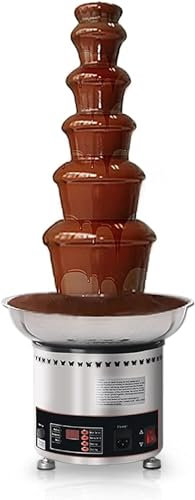 Fuente de Fondue de Chocolate, Fuente de fondue de chocolate de 4/5/6/7 neumáticos, máquina de cascada de chocolate de acero inoxidable for fundir y sumergir for fiestas, bodas, cumpleaños, Navidad(6