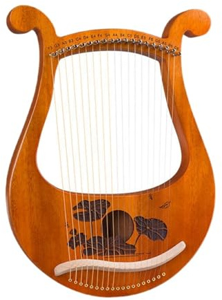 XPJYUA Lyre Harp Kompakte Größe Leichte Spielen Lyra Harfe Lyra Harfen Holz Lyra Mahagoni String Instrument Mahagoni Holz Lyra(Lotus)