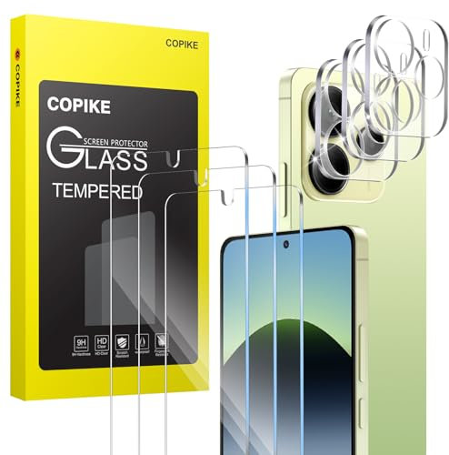 COPIKE Set di 6 Vetro Temperato per Xiaomi Redmi Note 14 4G (No per 5G), 3 x Pellicola Protettiva e 3 x Protezione Lente Fotocamera, Durezza 9H Resistente ai Graffi, Bubble Proof