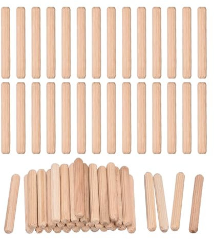 QUARKZMAN 90 Pcs Chevilles En Bois 5x40mm(0.2x1.57) Extrémités Biseautées Chevilles En Bois Séchées En Bois Dur Pour Meubles Étagère Travail Du Bois