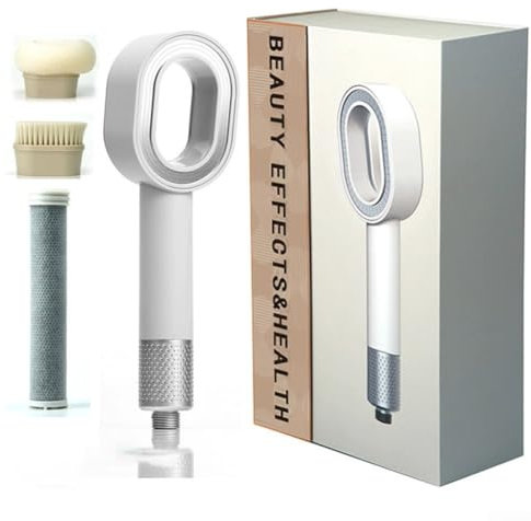 Soffione doccia con filtro dell'acqua, doccetta ad alta pressione con filtro, elemento filtrante, per adulti, bambini, animali domestici (bianco)