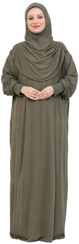 Prien Gebetskleidung Mit Hijab Für Damen, Baumwolle Muslim Abaya Für Frauen, Weich Kopftuch Gebetskleid, Elegante Türkische Islamische Kleid Eid, Ramadan, Umrah, Hajj