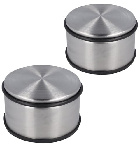 Westcott Türstopper aus Edelstahl (2er-Set) | 2 x Runder Türstopper mit 1,8kg Eigengewicht | Türschonender Gummiring | Extra rutschfeste Unterseite | ⌀ 11cm, Höhe 7cm | Stabil bei Durchzug | E-19006 0