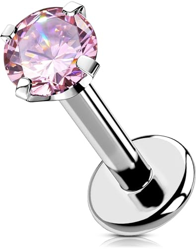 OUFER Body Piercing Lip Piercing Jewellery 16G Helix Piercings Internally Labret Earring 5/6/8/10/12mm Labret Piercing Stud Tragus Conch Cartilage Flat Back Earrings