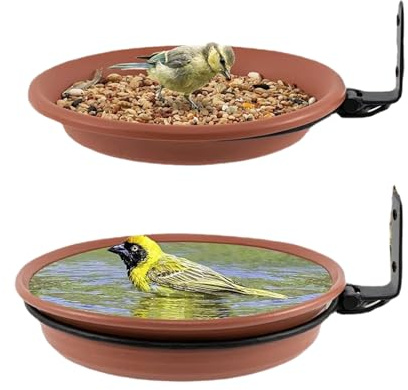 2 Stücke Vogeltränke Winterfest, Vogelfutterhaus Balkongeländer, Vogeltränke Stehend, Vogel Futterspender Mit Wandhalterung Für Hof, Rasen, Balkon