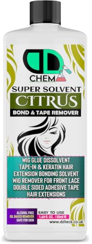 Citrus Super Solvent Bond & Tape Remover, Hair Extensions Remover Easy to Use Adhesive Tape Remover Wig Glue Dissolvent Gentle on skin best multipurpose remover Alcohol free (50ml)
