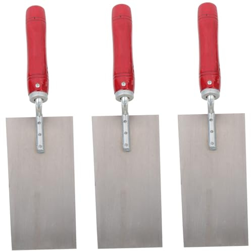 EXCEART 3pièces Truelle à Mastic Raclette à Plâtre Spatule à Ciment Pour Finition Truelle De Plâtrier Acier Inoxydable Avec Manche Bois