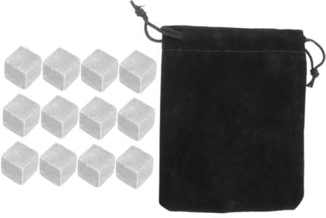 STOBAZA 12 Pezzi Pietre Reutilizzabili per Whisky in Marmo Cubetti Ghiaccio per Vino e Cocktail Raffreddamento Rapido e Resistente Mantiene Sapore Originale Adatte per Feste e Bar