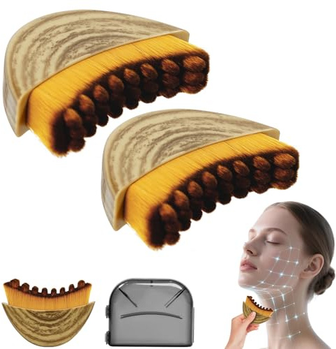 Lymphatische Gesichtsbürste, Alpenfaser Lymphatic Contour Face Brush, 2 Stück Lymphdrainage Gesicht Lymphbürsten, Konturierung von Gesicht Präzise Hautanpassung, Gesichtsbürste mit Aufbewahrungsbox