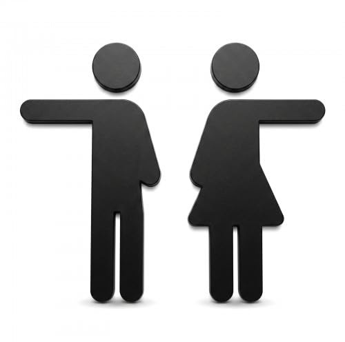 Panneaux de Porte de Toilettes pour Homme et Femme, Panneau WC, Panneau de Toilettes en Acrylique Noir Autocollant, WC Signalétique, pour Hôtels, Restaurants, Centres Commerciaux, Bars, 1 Pairs
