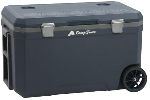 CampFeuer Nevera de 70 litros con ruedas, nevera con ruedas, nevera aislada con asas, caja de refrigeración móvil, caja de hielo, mini nevera | Thermobox, Snackbox, enfriador de hielo, caja