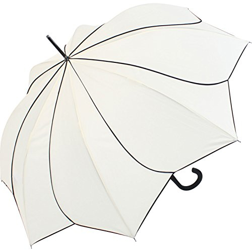 Pierre Cardin - Grand parapluie canne pour femmes - Solide - Avec système automatique - Motif : tournesol, Blanc., 105 cm