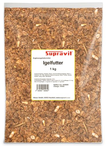 Supravit Igelfutter mit Insekten 1 kg - Igel Futter mit Mehlwürmer, | Krebstiere, Früchte & Gemüse - Abgestimmt auf die speziellen Ernährungsbedürfnisse