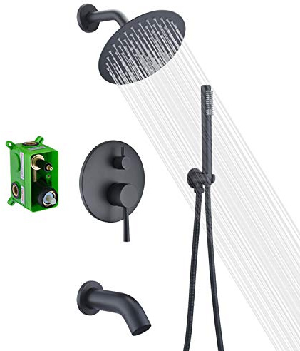 SUMERAIN Matte Black Rain Shower System with 8 Rain Shower Head