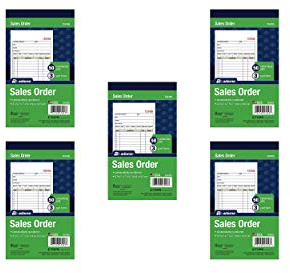 Adams Sales Order Book, 3-Part, Carbonless, 4-3/16 X 7-3/16 Inch, 50 Sets, White, Canary and Pink (TC4705)- 5PACK