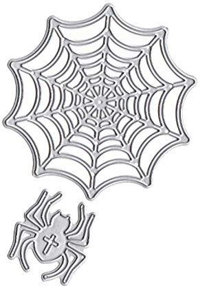 GoodLuvk28 Halloween Schneidwerkzeuge Spinnennetz Schneidwerkzeuge DIY Scrapbooking Karten Prägen Schablonenform Stanzen Vorlage, Lustige DIY Kartenherstellung Silber