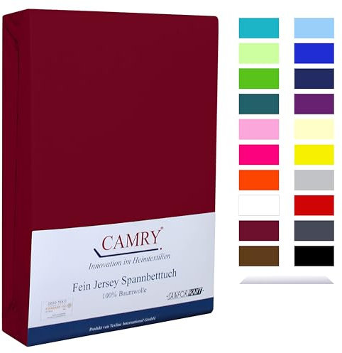 Camry Spannbettlaken Topper 180x200cm Bordeaux Baumwolle Bettlaken Jersey Spannbetttuch Oeko-Tex 100