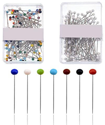 XINGSUI 200 Stück Glaskopfstifte, Wiederverwendbare Schneiderkopfstifte, mit Aufbewahrungsbox, verwendet für Schneider DIY (Weiß und Farbe)