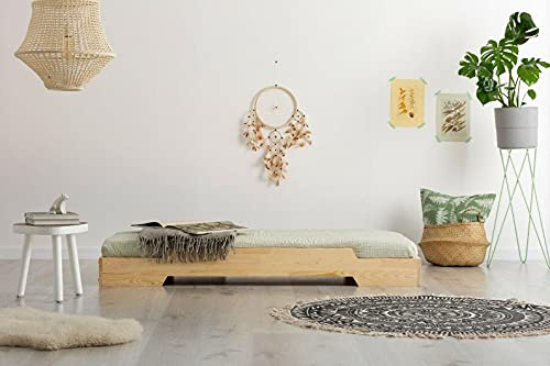 MAMI | Cama infantil | Cama Montessori Bobò | Colchón Smart (no incluido) Altura Bebé | Color Madera Natural | Grabado Personalización Frase Nombre