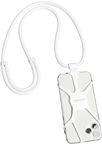 Vonmählen Infinity - Universale Cordino e cover per Smartphones - Catena con custodia in silicone porta cellulare compatibile con qualsiasi telefono cellulare e smartphone - Cordino in nylon - Bianco